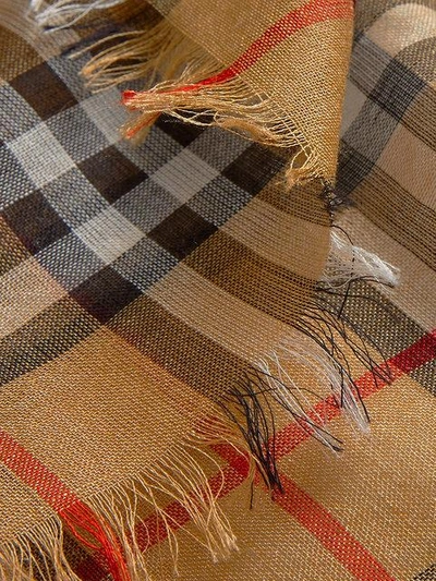 Shop Burberry Vintage Check Lightweight Wool Silk Scarf In Brown
