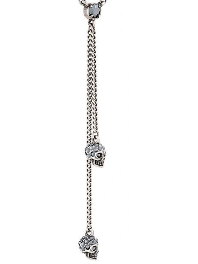 Shop Alexander Mcqueen Double Wrap Chain Skull Necklace In Metallic