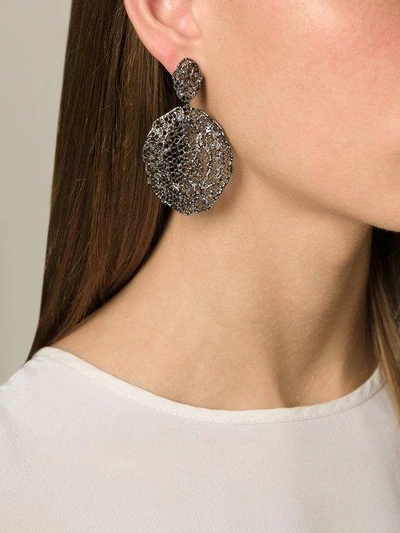 Shop Aurelie Bidermann Vintage Lace Earrings In Black