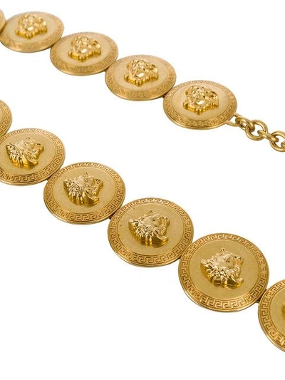 Shop Versace Medusa Medallion Necklace In Metallic