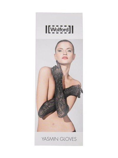Shop Wolford Long Embellished Woven Gloves