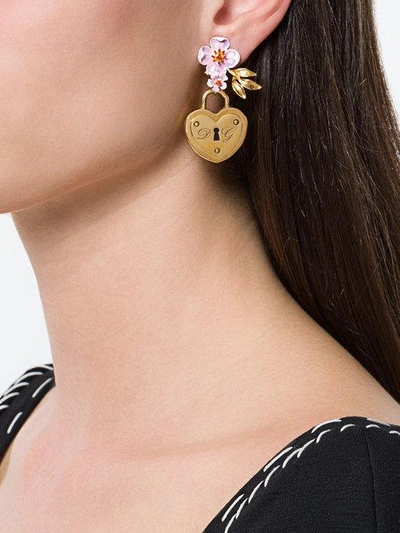 Shop Dolce & Gabbana Locket Drop Earrings - Metallic