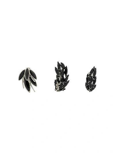 Shop Saint Laurent Crystal Clip-on Earrings - Black