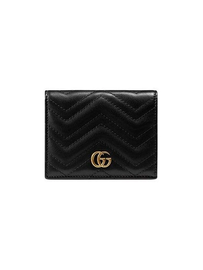 Shop Gucci Gg Marmont Card Case In Black