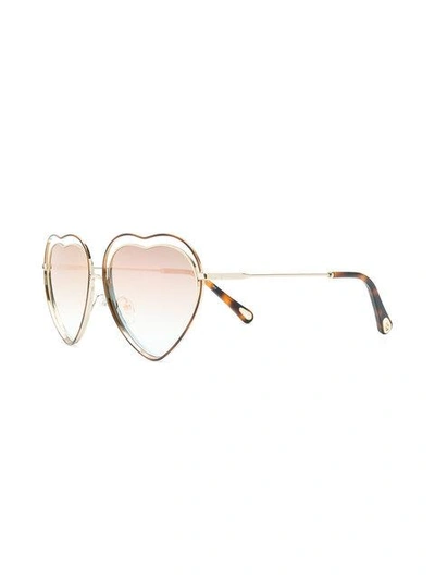 Shop Chloé Heart Shaped Sunglasses In 238 Havana/brown