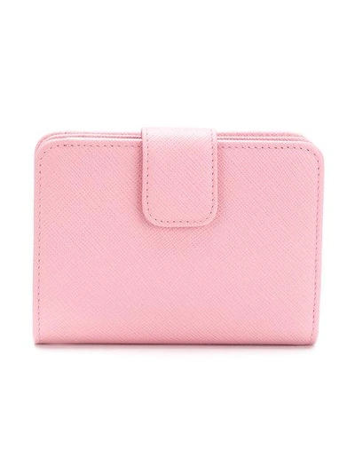 Shop Prada Foldover Mini Wallet In Pink & Purple