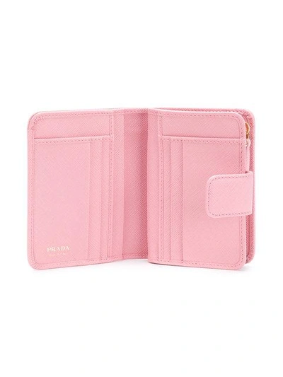 Shop Prada Foldover Mini Wallet In Pink & Purple