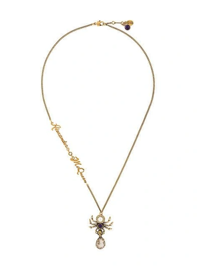 Shop Alexander Mcqueen Spider Necklace In Metallic