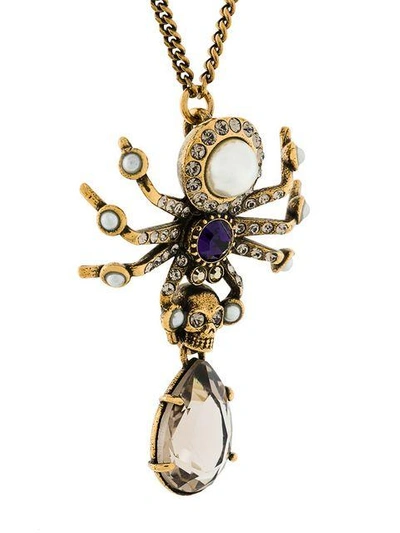 Shop Alexander Mcqueen Spider Necklace In Metallic