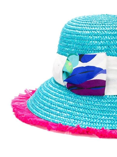 Shop Etro Floral Strap Hat In Blue