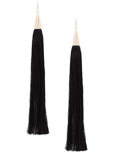 Shop Eddie Borgo Long Tassel Earrings - Black