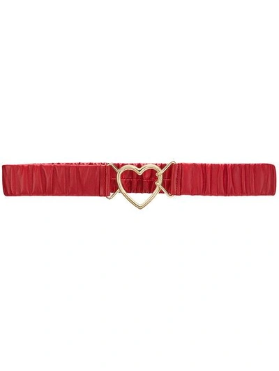 Shop Dolce & Gabbana Heart Buckle Belt In Red