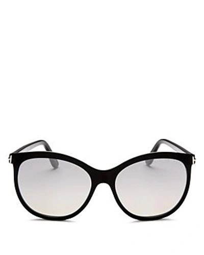 Shop Tom Ford Women's Geraldine Square Mirrored Sunglasses, 57mm - 100% Exclusive In Shiny Black/smoke