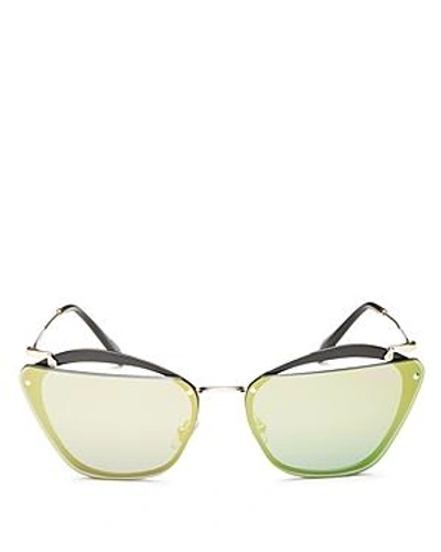 Shop Miu Miu Women's Mirrored Square Sunglasses, 64mm In Black/emerald