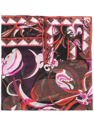 Shop Emilio Pucci Printed Scarf In Multicolour
