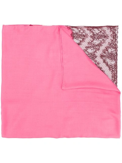 Shop Valentino Lace Trim Scarf - Pink