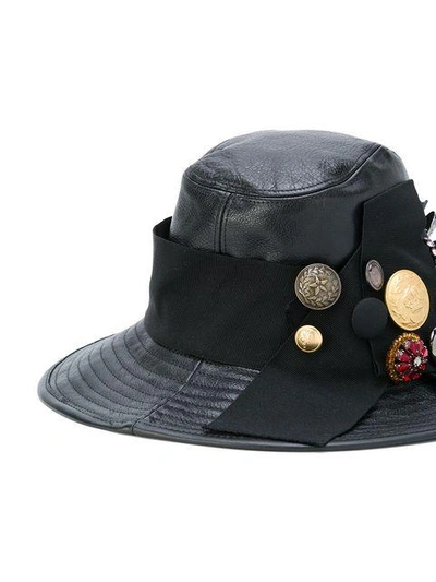 Shop Dolce & Gabbana Button Embossed Hat - Black