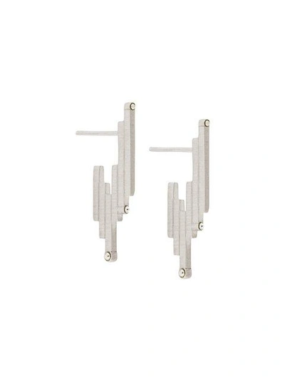 Shop Charlotte Valkeniers Vertical Matrix Stud Earrings - Metallic