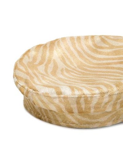 Shop Manokhi Zebra Print Drivers Hat In Neutrals