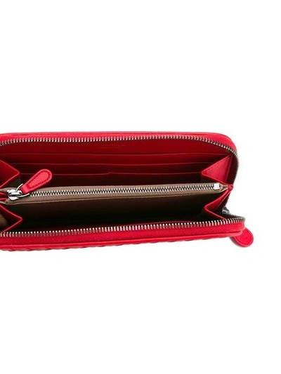 Shop Bottega Veneta China Red Intrecciato Nappa Zip-around Wallet