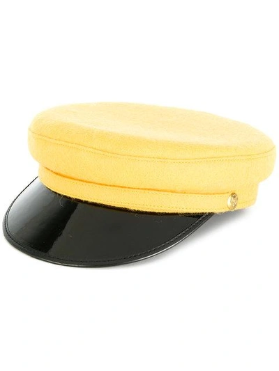Shop Manokhi Vinyl Visor Officer's Cap In Yellow