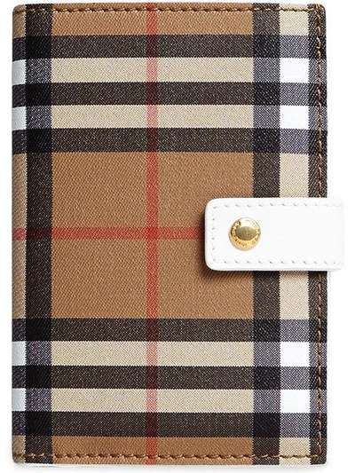 Shop Burberry Vintage Check And Leather Folding Wallet In Neutrals