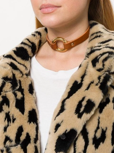 Shop Absidem Ring Choker Necklace In Brown