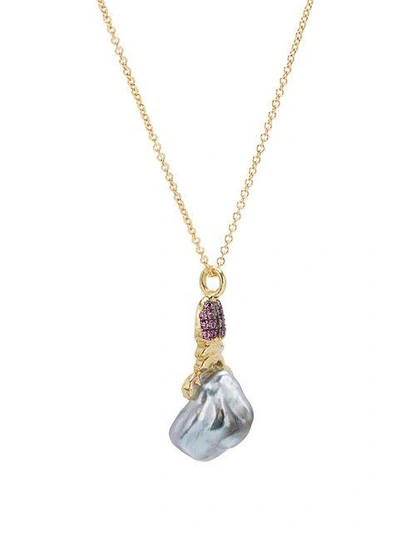 Shop Daniela Villegas Khepri Sapphire, Diamond And Pearl Necklace In Multicolour