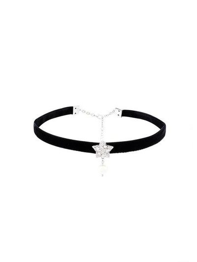 Shop Miu Miu Jewel Star And Drop Pearl Choker In Black