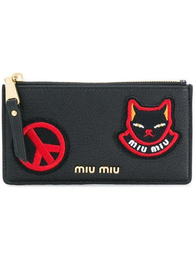 Shop Miu Miu Patch Embroidered Pouch