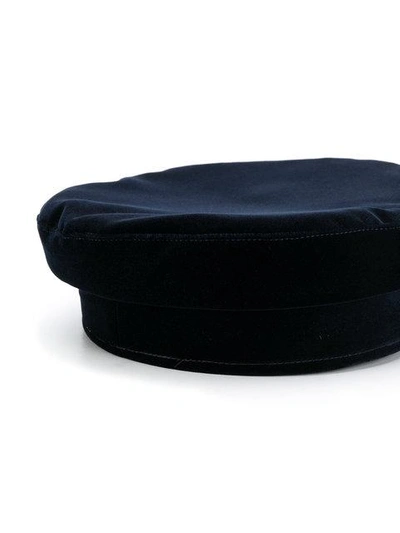 Shop Manokhi Velvet Baker Boy Hat In Blue