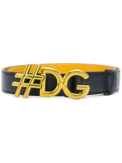 Shop Dolce & Gabbana #dg Plaque Belt In Black