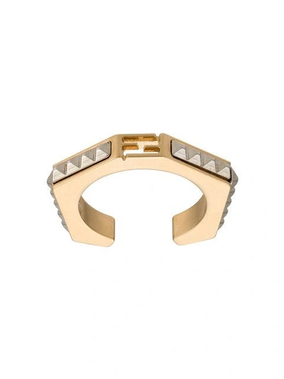 Shop Fendi Baguette Ring In Metallic