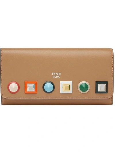 Shop Fendi Studded Wallet With Chain