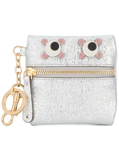 Shop Anya Hindmarch Silver Leather Circulus Eyes Coin Purse