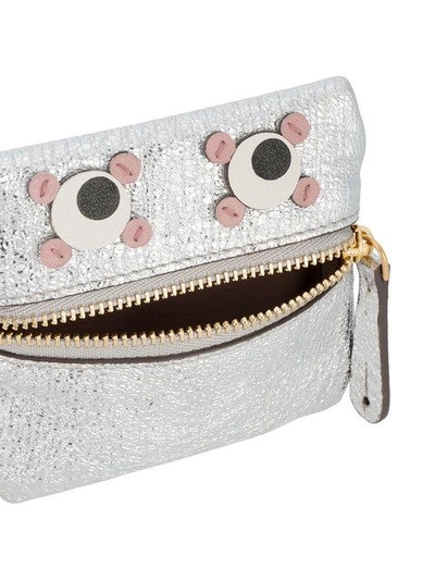 Shop Anya Hindmarch Silver Leather Circulus Eyes Coin Purse