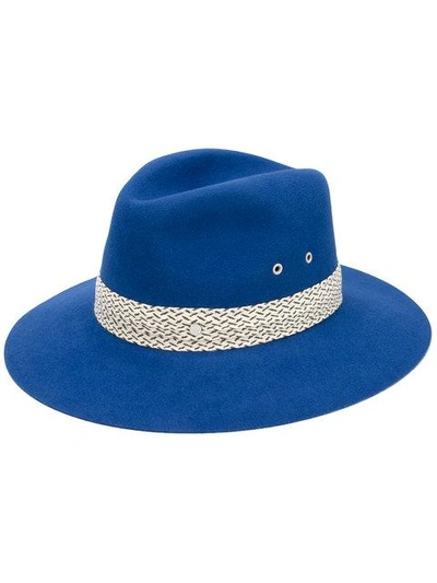 Shop Maison Michel Contrast Trim Hat In Blue