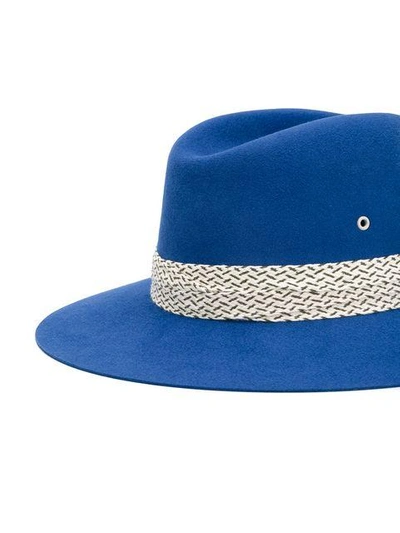 Shop Maison Michel Contrast Trim Hat In Blue