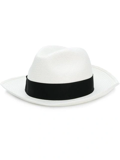 Shop Borsalino Woven Ribbon Hat In White