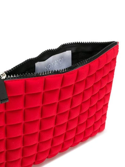 Shop No Ka'oi Medium Grid Textured Pouch In Red