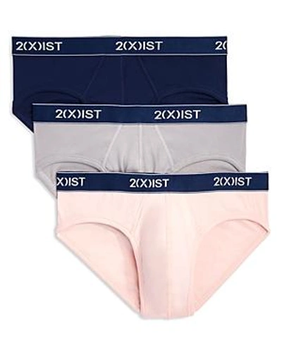 Shop 2(x)ist No Show Briefs, Pack Of 3 In Pink/gray/navy