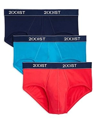Shop 2(x)ist Essentials No Show Briefs, Pack Of 3 In Red/turquiose/navy