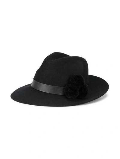 Shop Yosuzi Malise Pom Pom Fedora Hat - Black