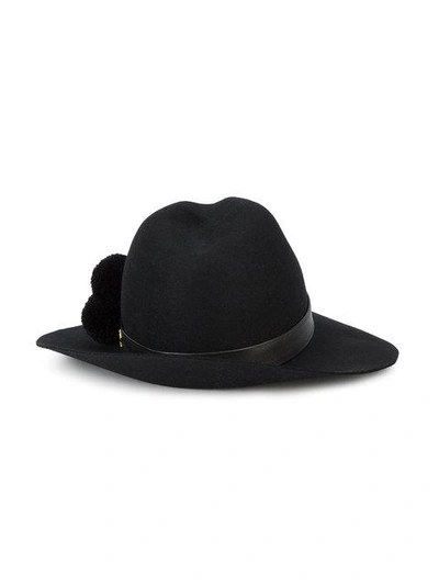 Shop Yosuzi Malise Pom Pom Fedora Hat - Black