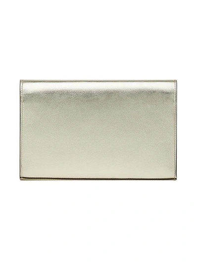 Shop Fendi Gold Logo Leather Wallet Bag - Metallic