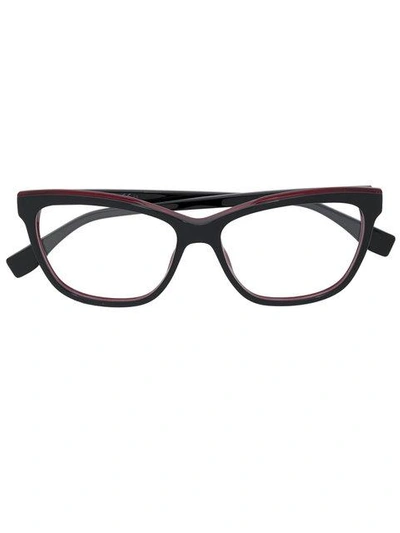 Shop Fendi Eyewear Square Frame Glasses - Black