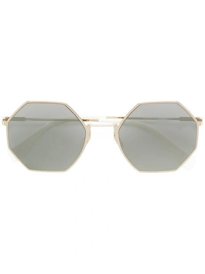 Shop Fendi Eyewear Tinted Octagonal Sunglasses - Metallic