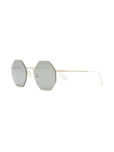 Shop Fendi Eyewear Tinted Octagonal Sunglasses - Metallic