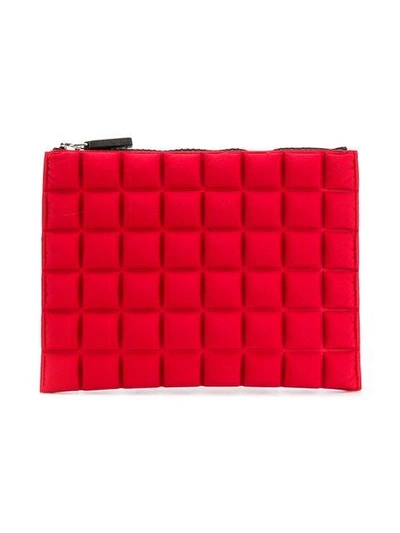 Shop No Ka'oi Medium Grid Textured Pouch In Red