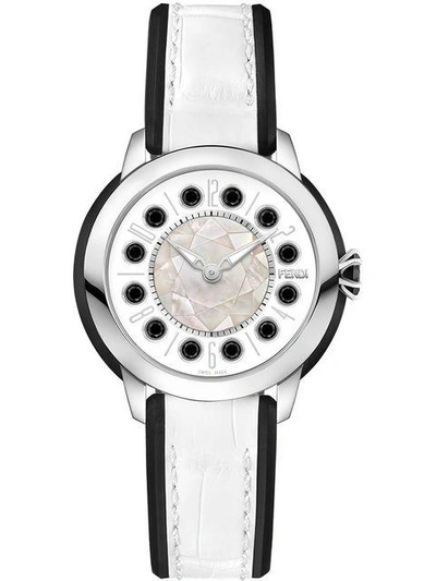 Shop Fendi Watch With Trim And Topaz Detail In White